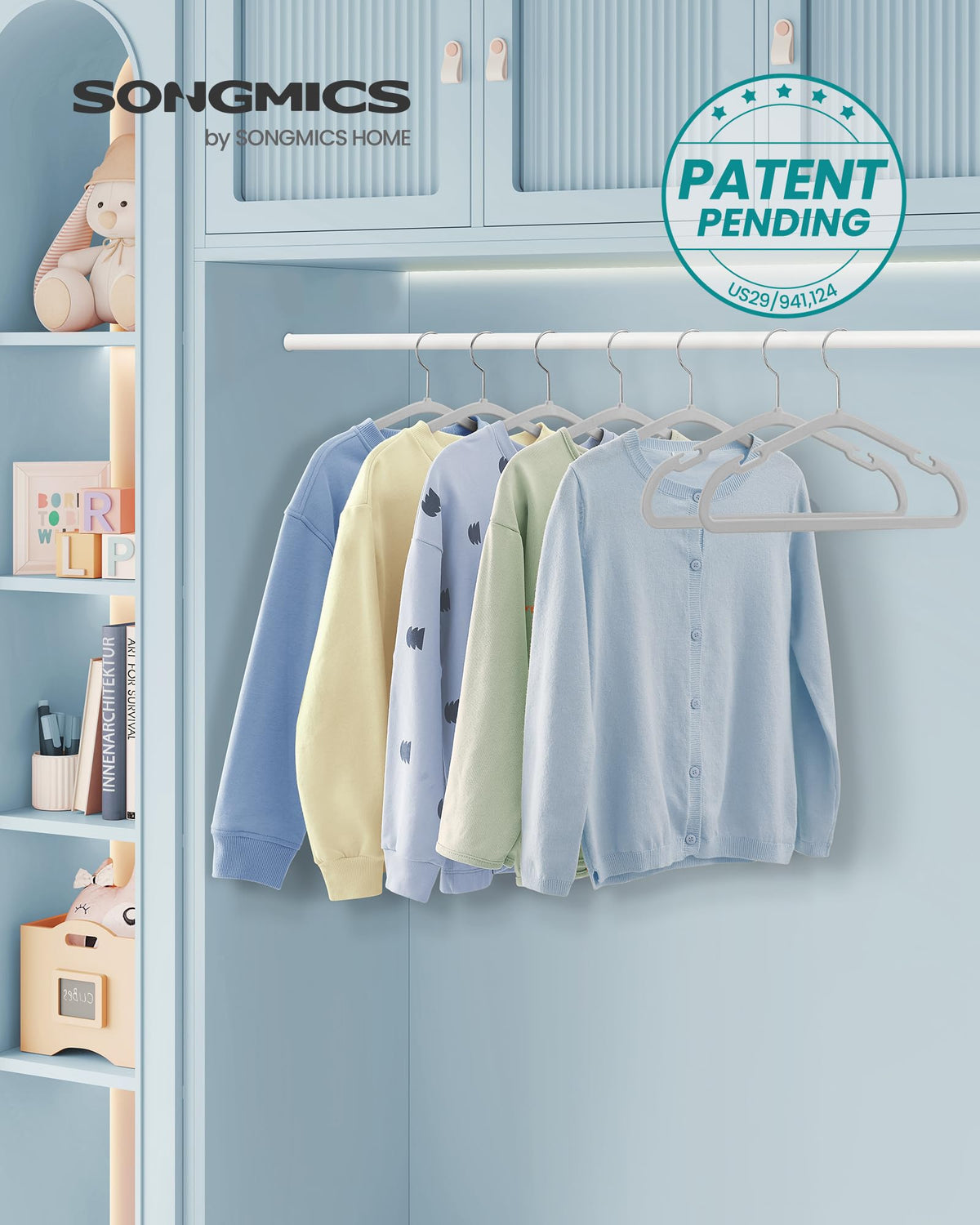 Songmics kids hangers show a slim profile to save closet space