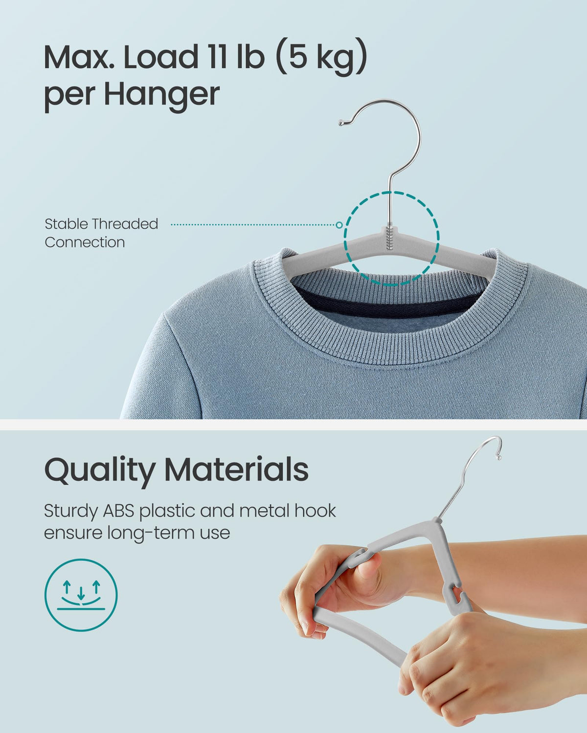 Strong Songmics ABS construction supports coats and winter wear for kids