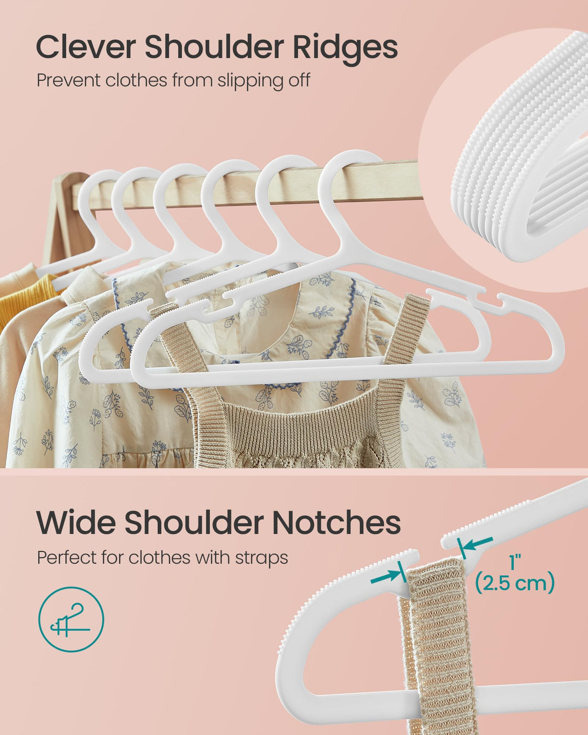 SongMICS hangers with wider notches hold dresses and camisoles securely