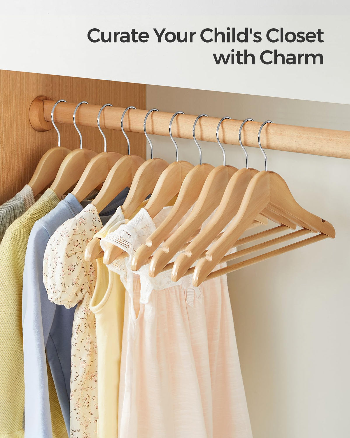 SONGMICS Kids hangers in use help keep closets organized