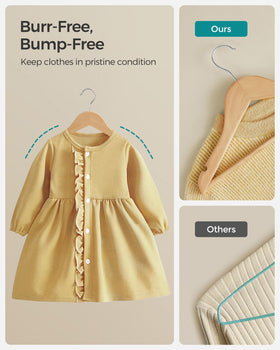 SONGMICS Kids hangers feature shoulder notches to protect delicate straps