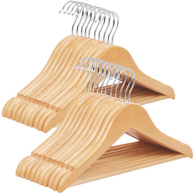 SONGMICS Kids wooden hangers in solid maple provide strong, lasting wardrobe support