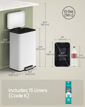Songmics durable stainless steel kitchen trash bin design