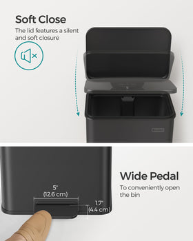 SONGMICS black kitchen trash can adds sleek durability