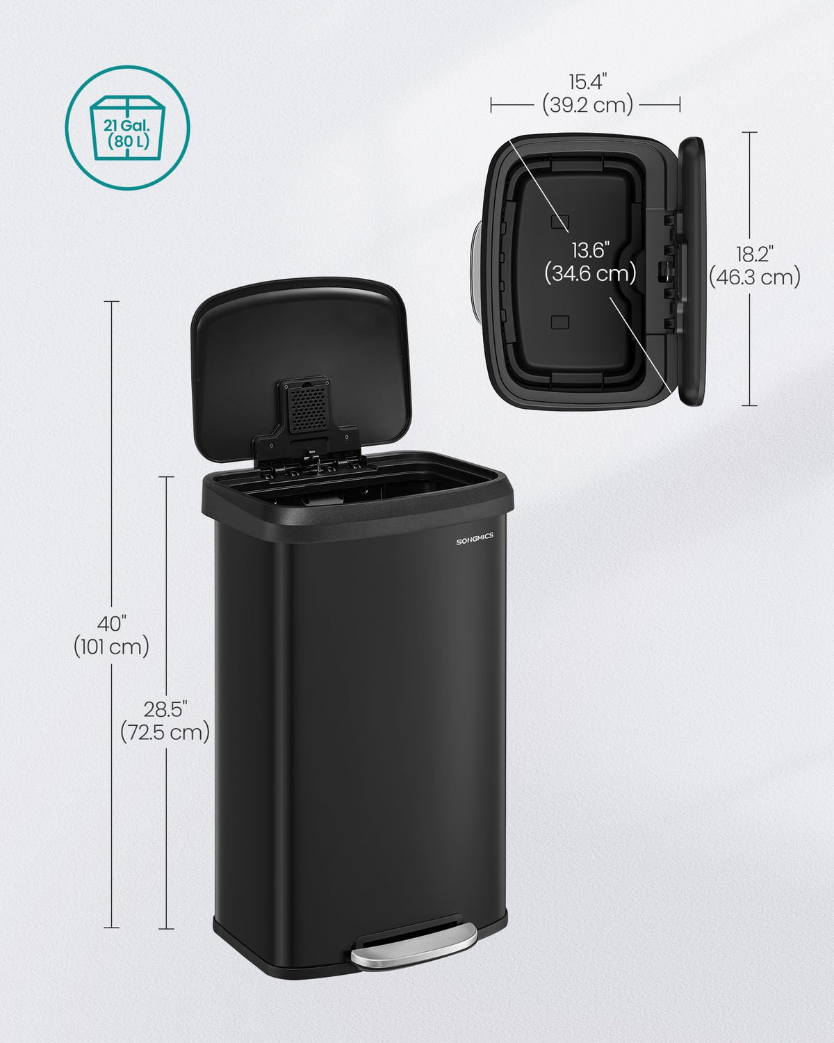 SONGMICS carbon filter lid helps neutralize odors between uses