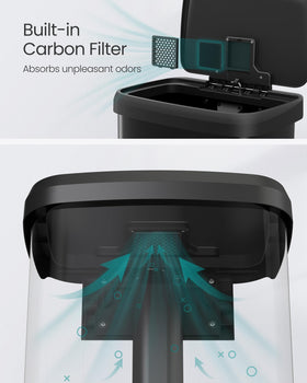 SONGMICS soft-close lid reduces noise in busy kitchens
