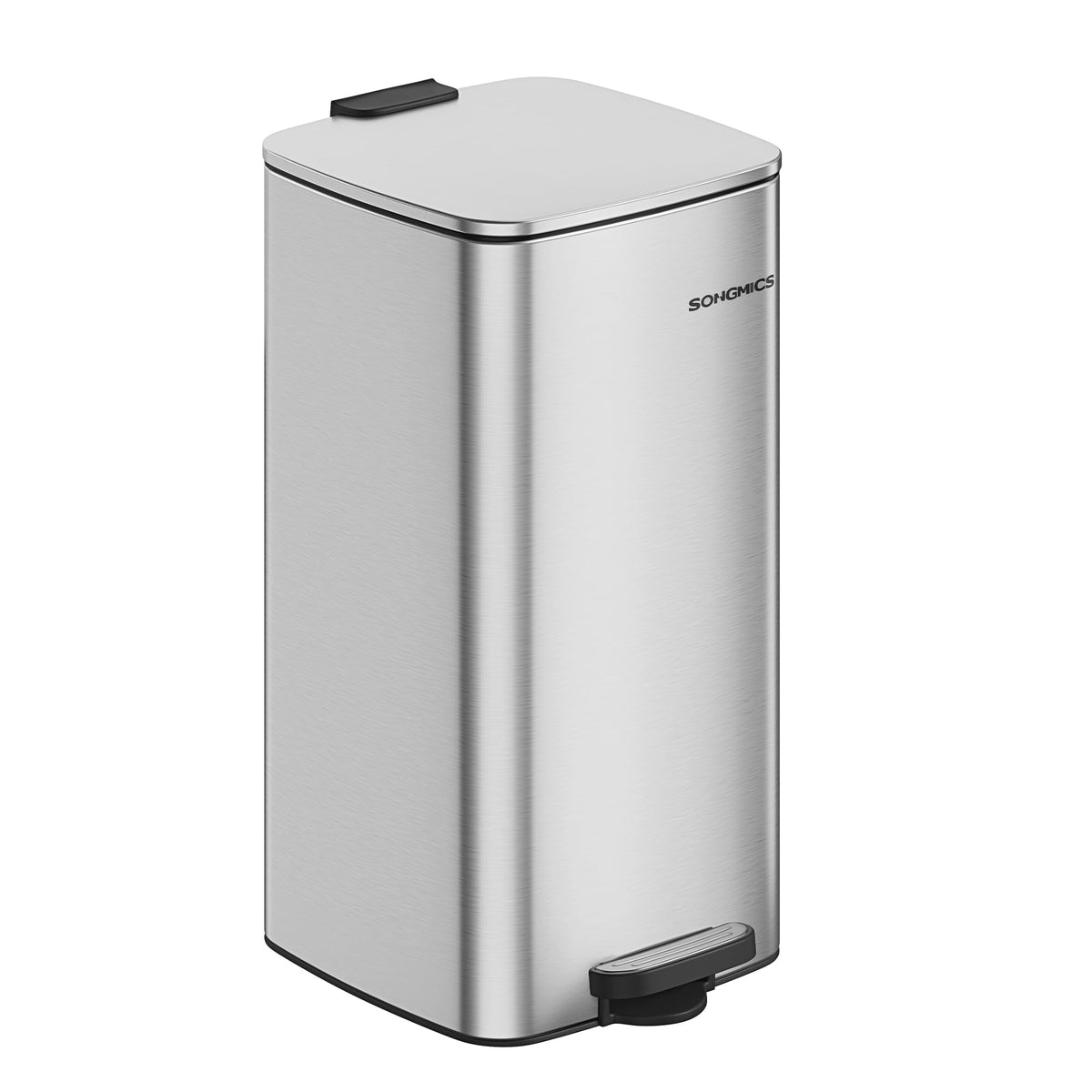 SONGMICS 8-gallon kitchen trash can with rectangular opening for space-saving waste disposal.