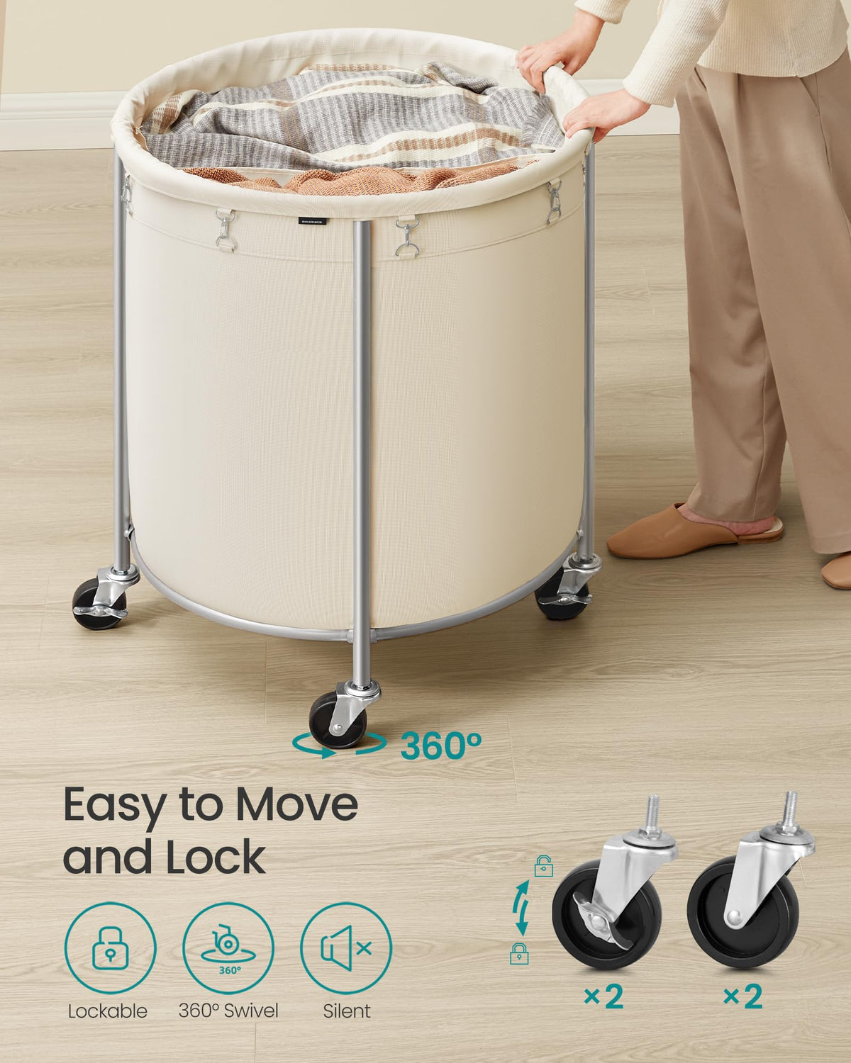 SONGMICS large-capacity basket helps sort and transport bulky items.