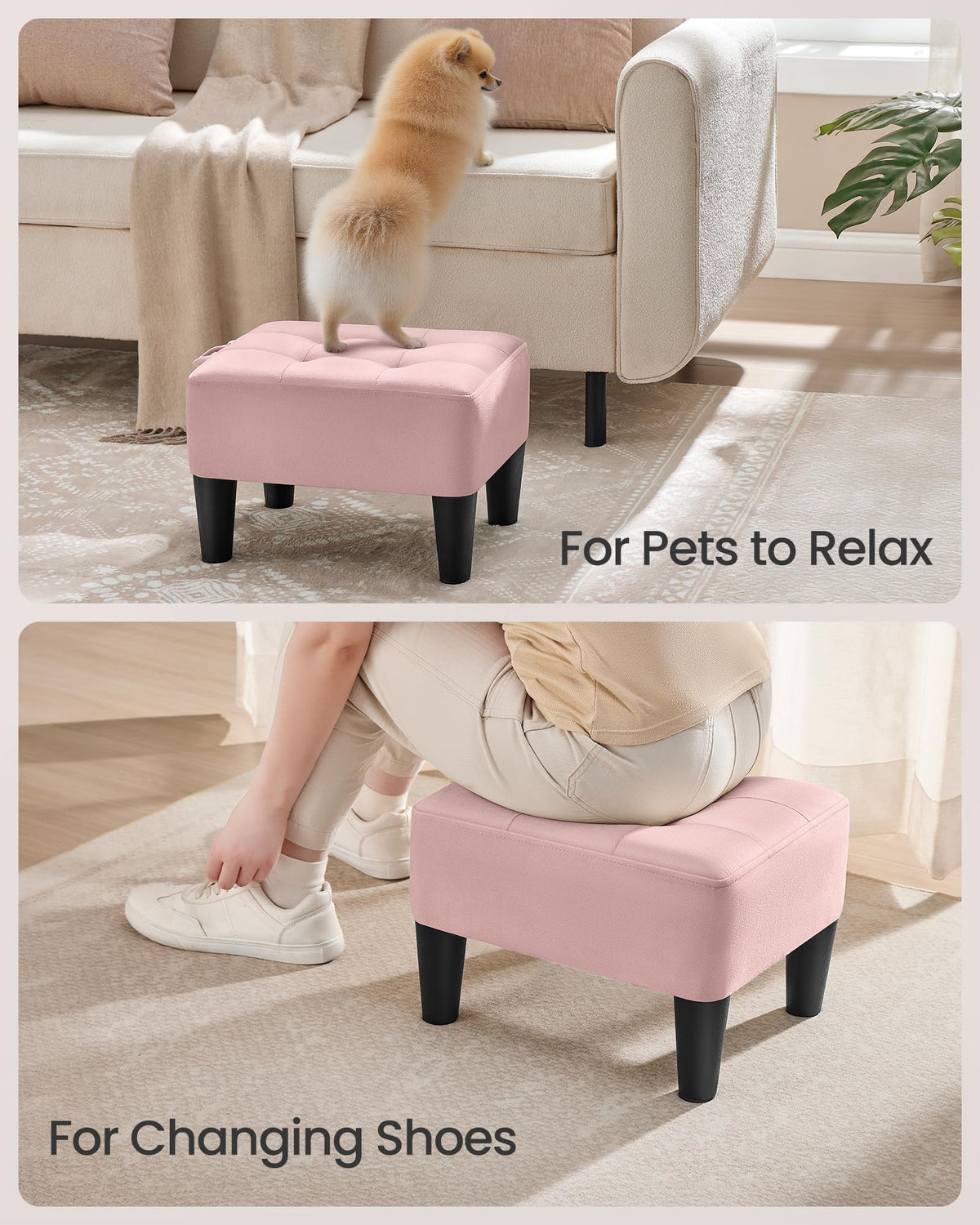 SONGMICS large-seat ottoman provides extra space for legs and feet.