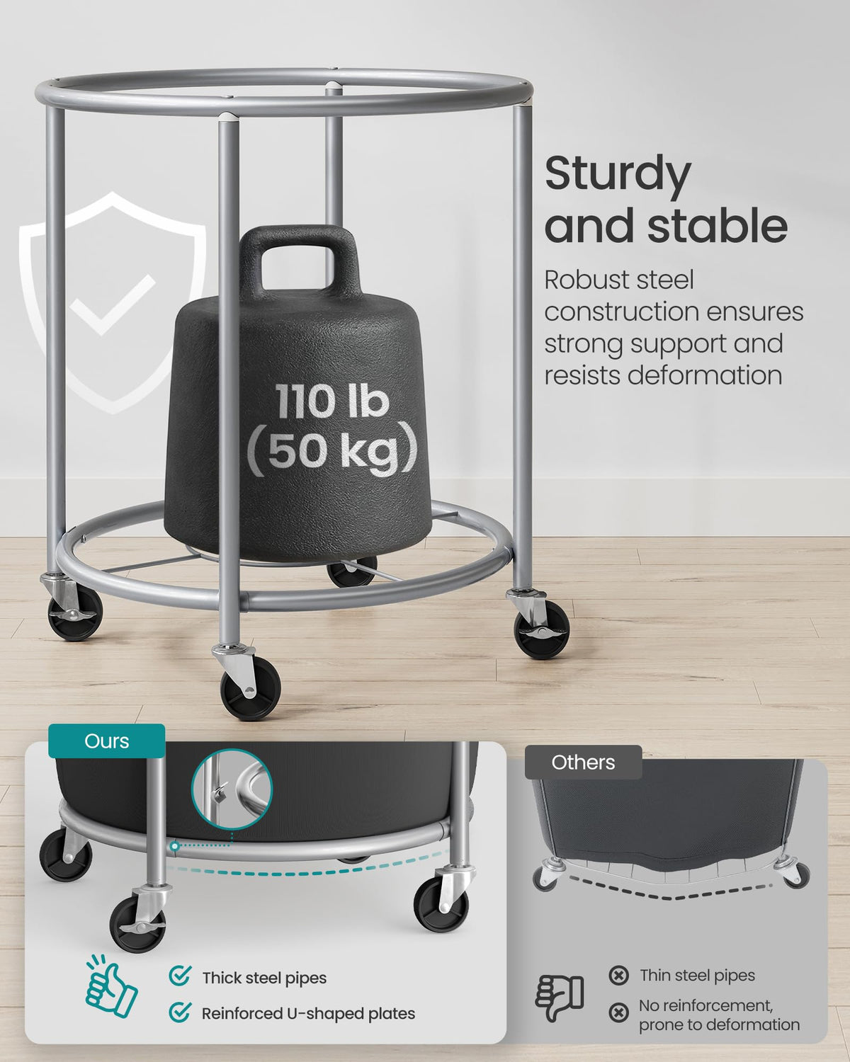 SONGMICS removable laundry bag made of polyester with PVC lining