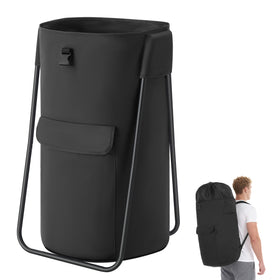 SONGMICS laundry bag with stand and extendable top for stable, hands-free loading.
