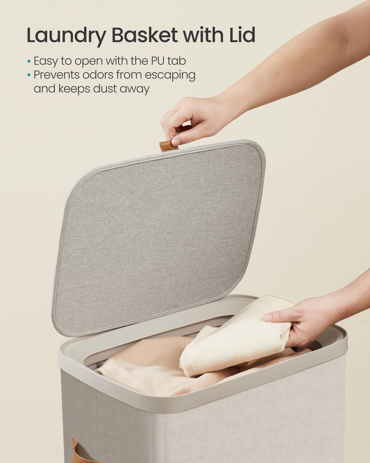 SONGMICS twenty-six point four gallon capacity offers ample laundry space.
