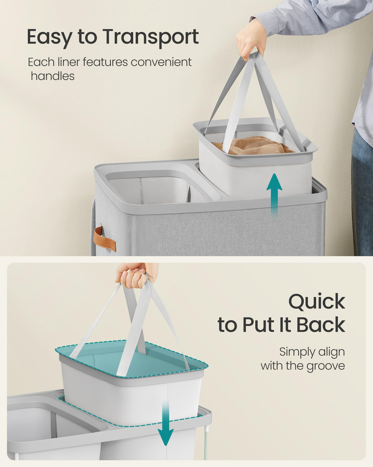 Songmics dove gray finish blends with any room.