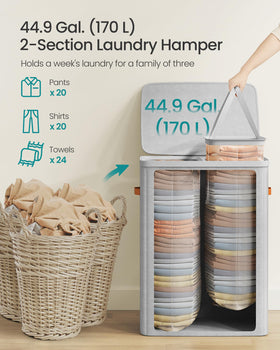 Songmics lid keeps clothes dust-free and private.