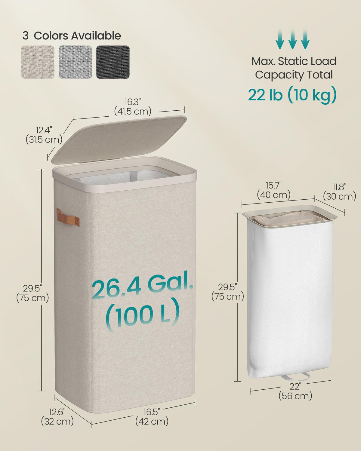 SONGMICS protective lid helps maintain privacy and keeps clutter concealed.