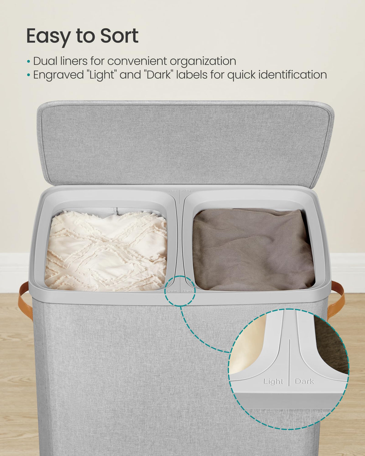 Songmics removable inner bag for simple transport.