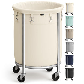 SONGMICS laundry basket with rolling wheels for easy transport of bulky loads.