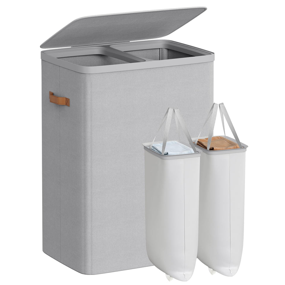 Songmics two-compartment basket opened for easy sorting.
