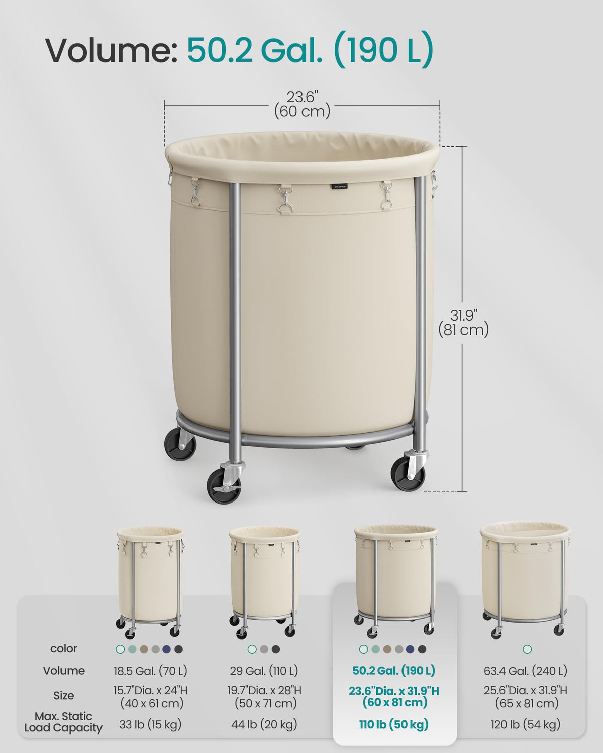 Songmics powder-coated frame resists rust for extended durability.