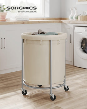 Songmics rolling laundry cart on smooth casters enables effortless transport.