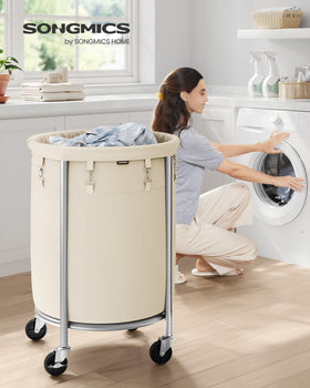 SONGMICS laundry cart with steel-frame design for durable, long-lasting use.