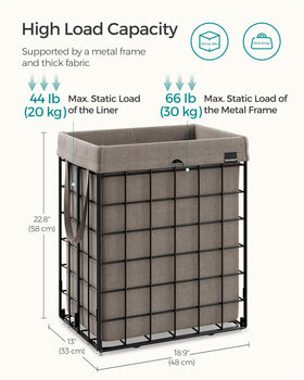Sturdy handles on the SONGMICS hamper enable easy room-to-room carrying.