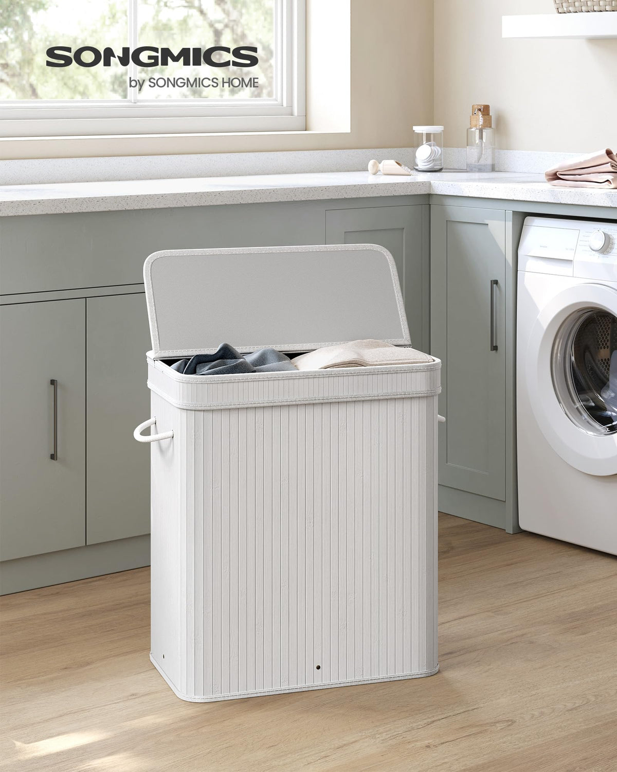 SongMics 26.4-gallon capacity demonstrates ample weekly laundry storage.
