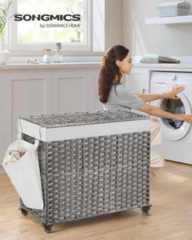 SongMics 3-section hamper with removable liner for easy sorting