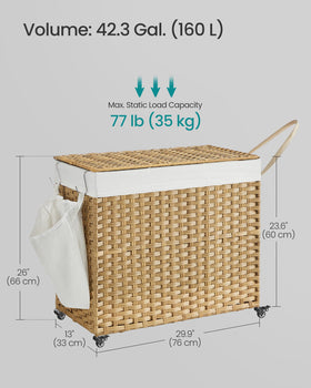 Songmics 42.3-gallon capacity holds a family's laundry in one tidy basket.