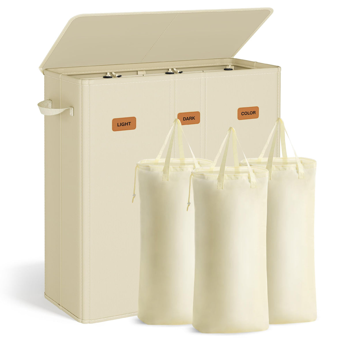 SONGMICS 47.6-gallon laundry hamper front view, spacious capacity