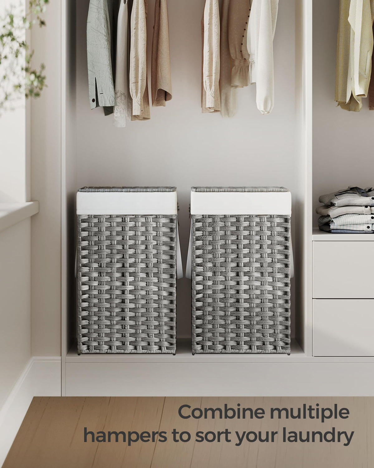 SONGMICS 65 L capacity helps plan organized laundry storage.