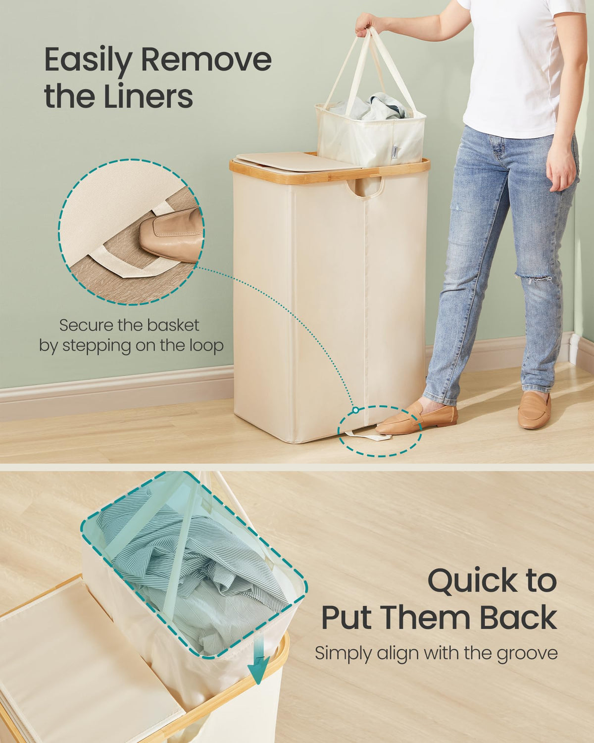 Easy assembly of the SONGMICS hamper with tool-free setup