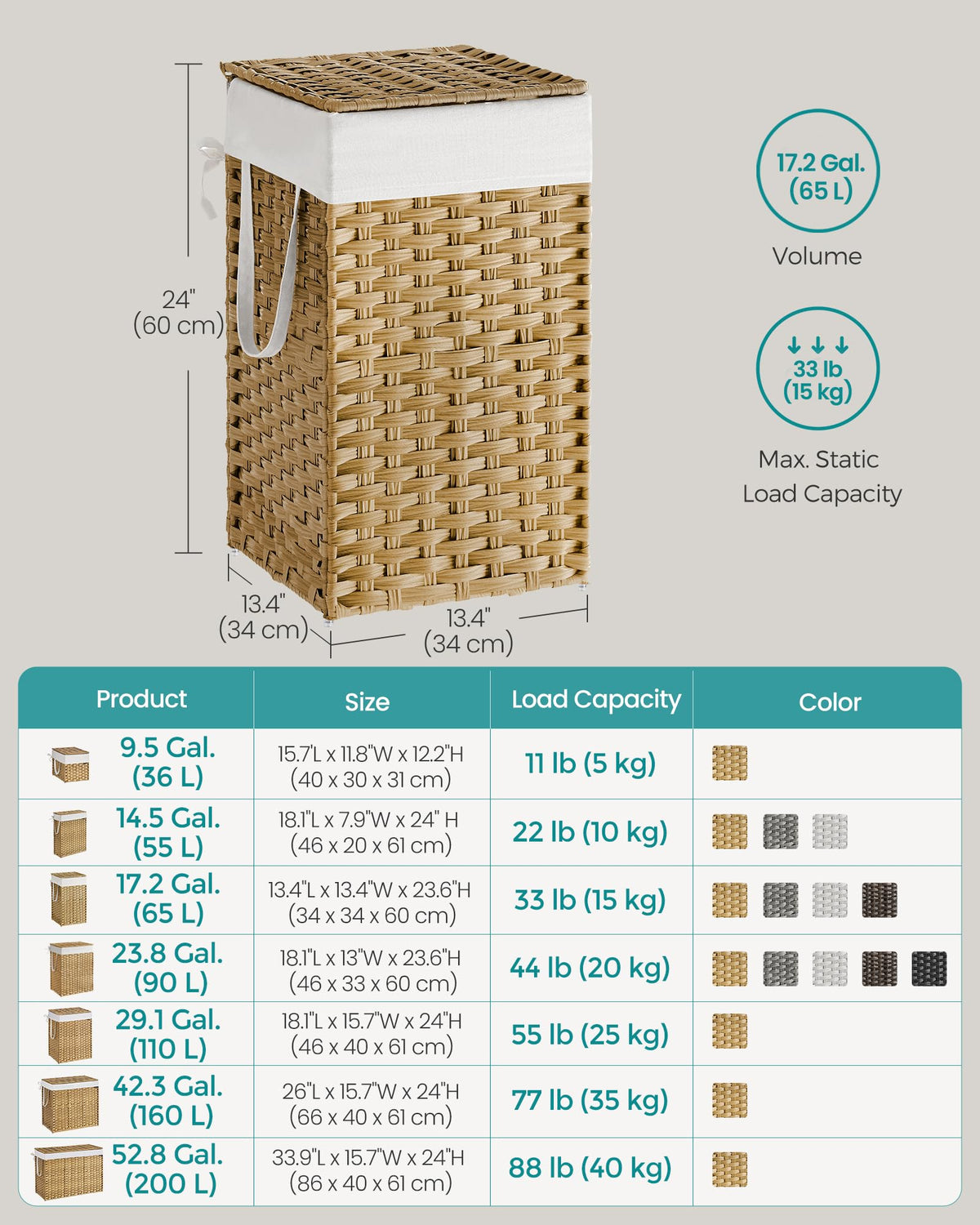 SONGMICS bottom feet protect floors and keep the basket stable