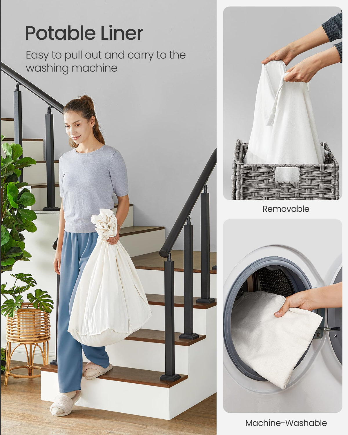 SongMics 42.3-gallon capacity for family laundry organization