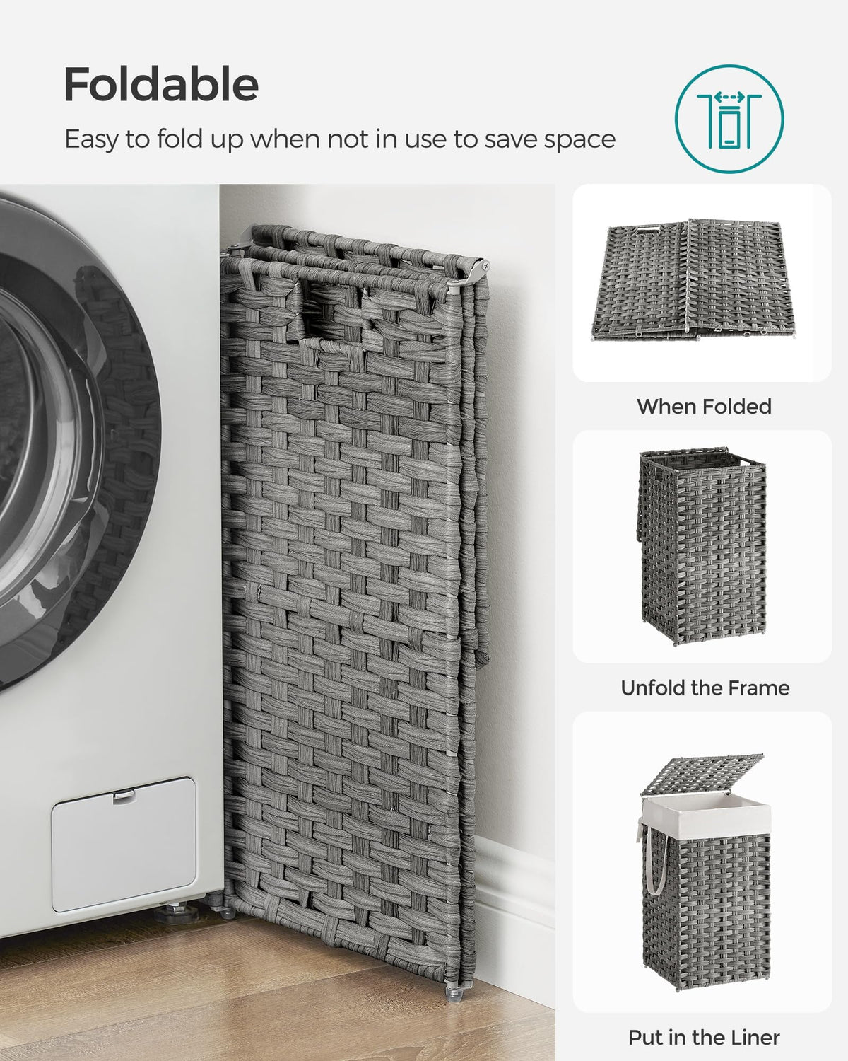 SONGMICS compact footprint fits tight spaces like bathrooms or bedrooms.
