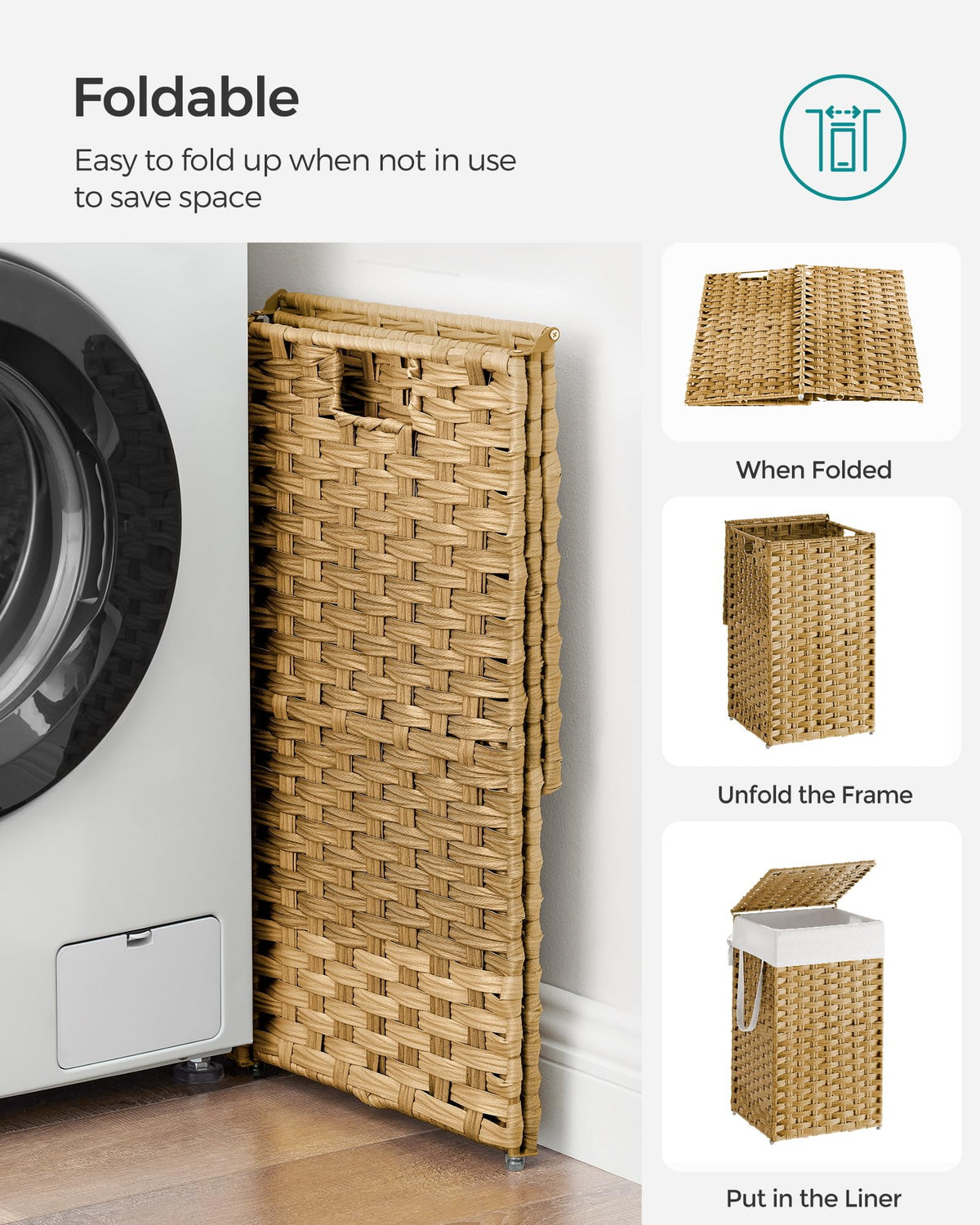 SONGMICS 65l capacity fits a full load of laundry