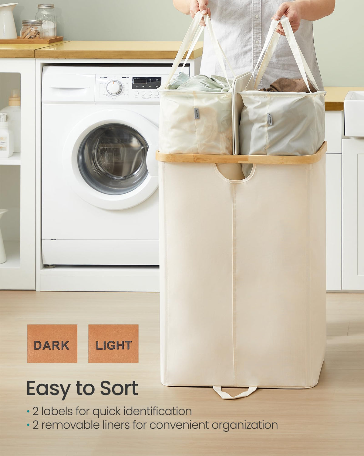 Close-up of durable water-resistant 600D Oxford fabric on the SONGMICS hamper
