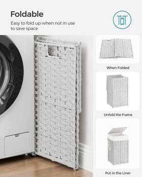 SONGMICS bottom feet protect floors while keeping the hamper steady