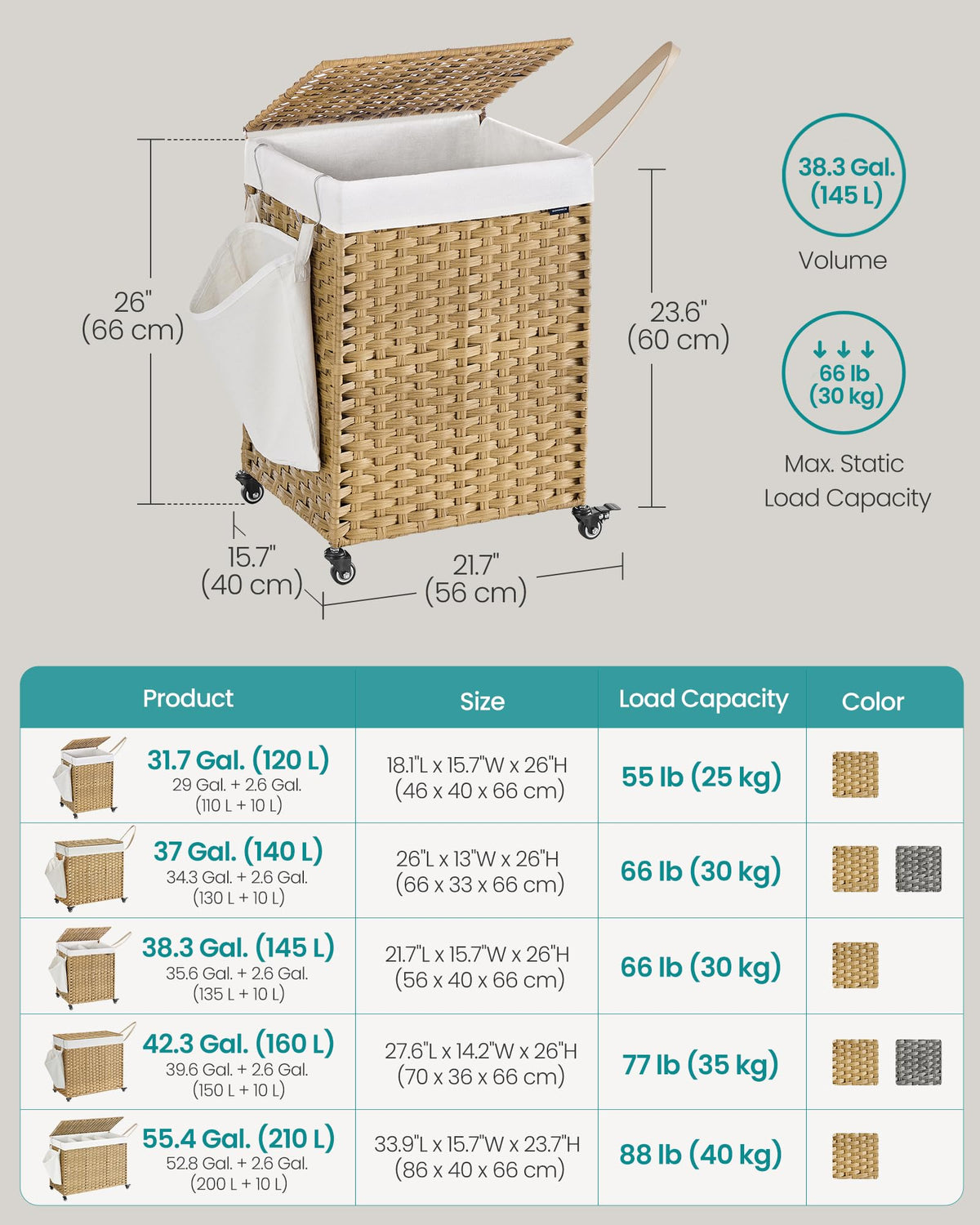 SONGMICS foldable design helps compact storage when not in use.