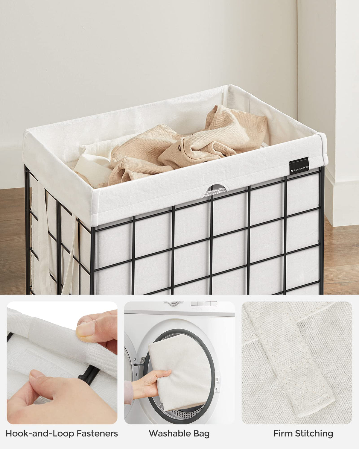 SongMICS hamper handles allow easy transport between rooms