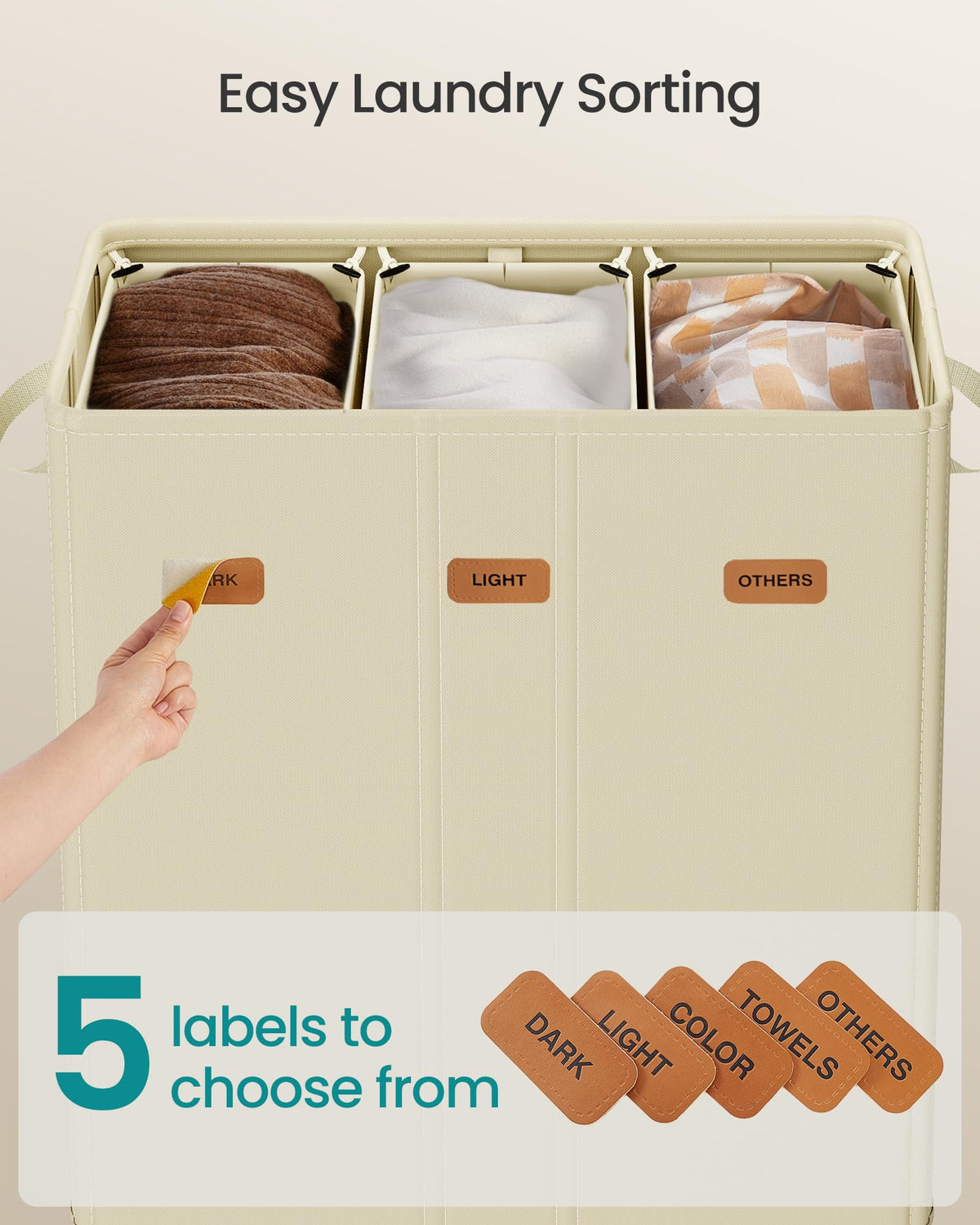SONGMICS lid with tab handle protecting clothes from dust