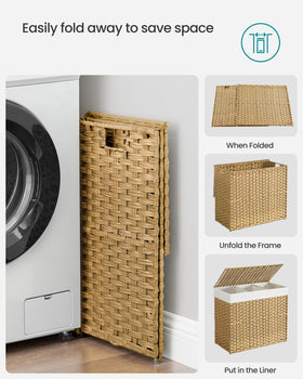 Songmics 39.6-gallon main basket with 2.6-gallon side pocket for small items.