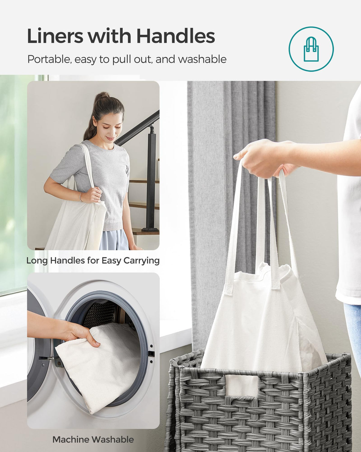SONGMICS sturdy metal frame provides durable laundry support.