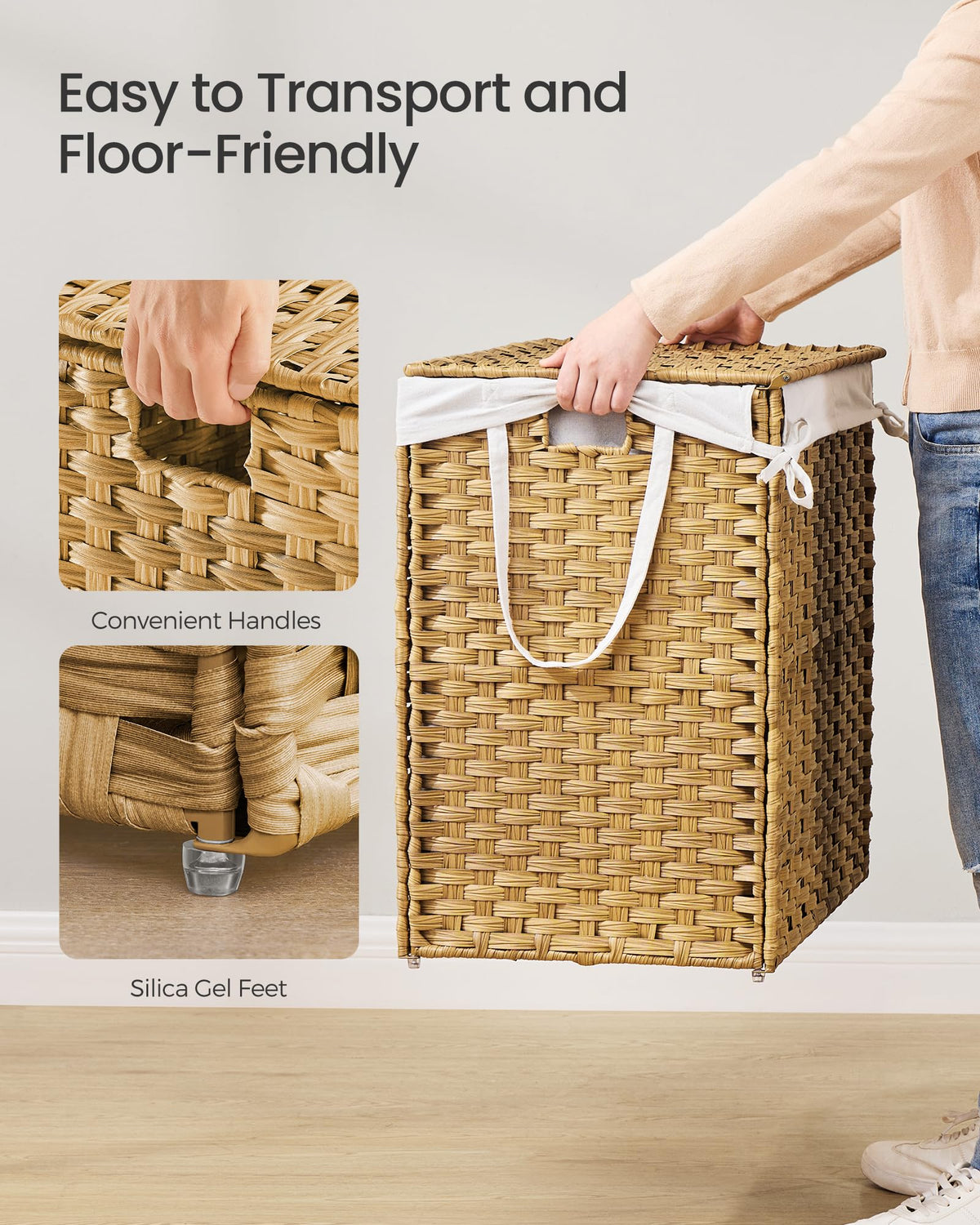 Sturdy metal frame supports heavy loads in SONGMICS hamper