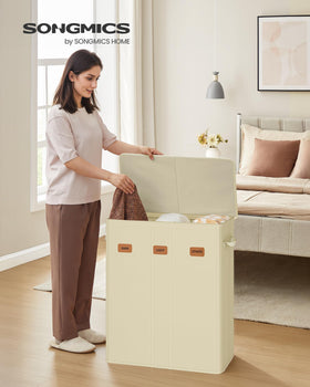 SONGMICS three-compartment sorter with labeled sections for quick sorting