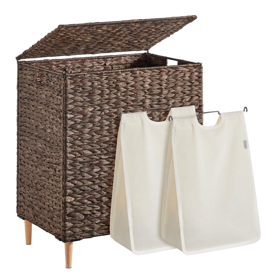 SONGMICS laundry hamper two-section espresso offers roomy sorting space