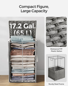 SONGMICS waterproof PP rattan keeps clothes dry and ventilated.