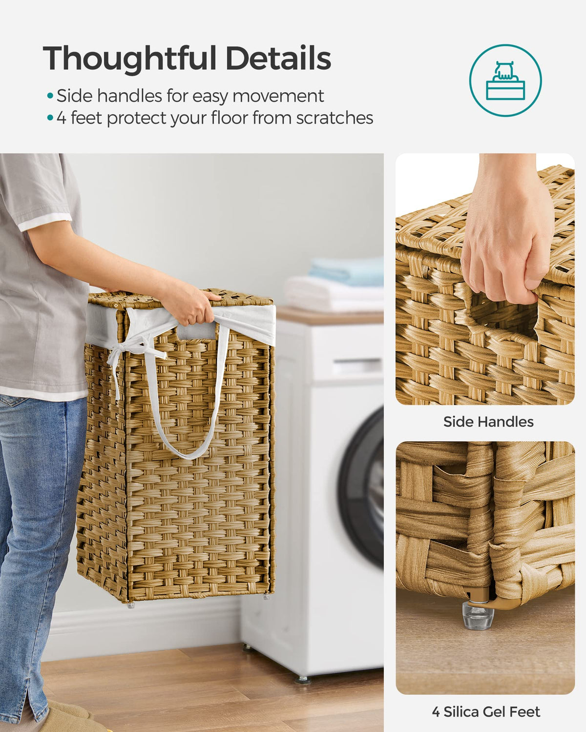 SONGMICS waterproof pp rattan keeps clothes dry and ventilated