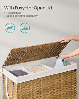 Breathable waterproof rattan on SONGMICS hamper protects clothes