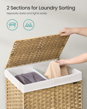 SONGMICS hamper features wheels with brakes for stable movement and placement.